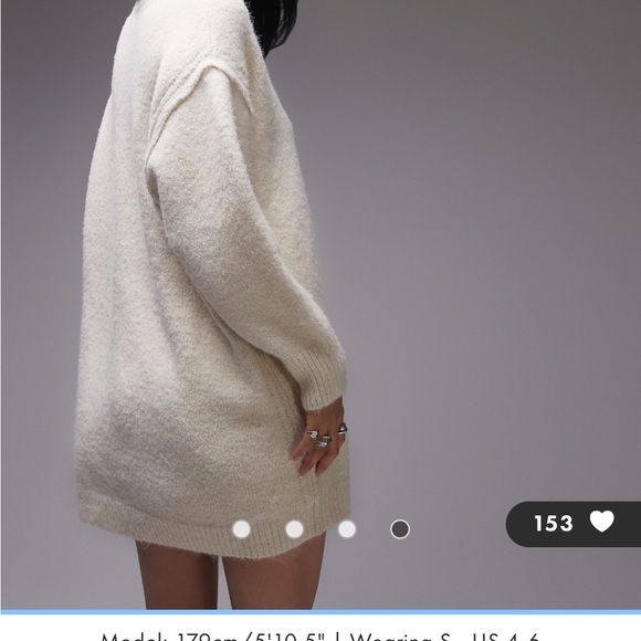 Topshop knitted oversized crew mini dress with exposed seam detail in ivory - Picture 7 of 7